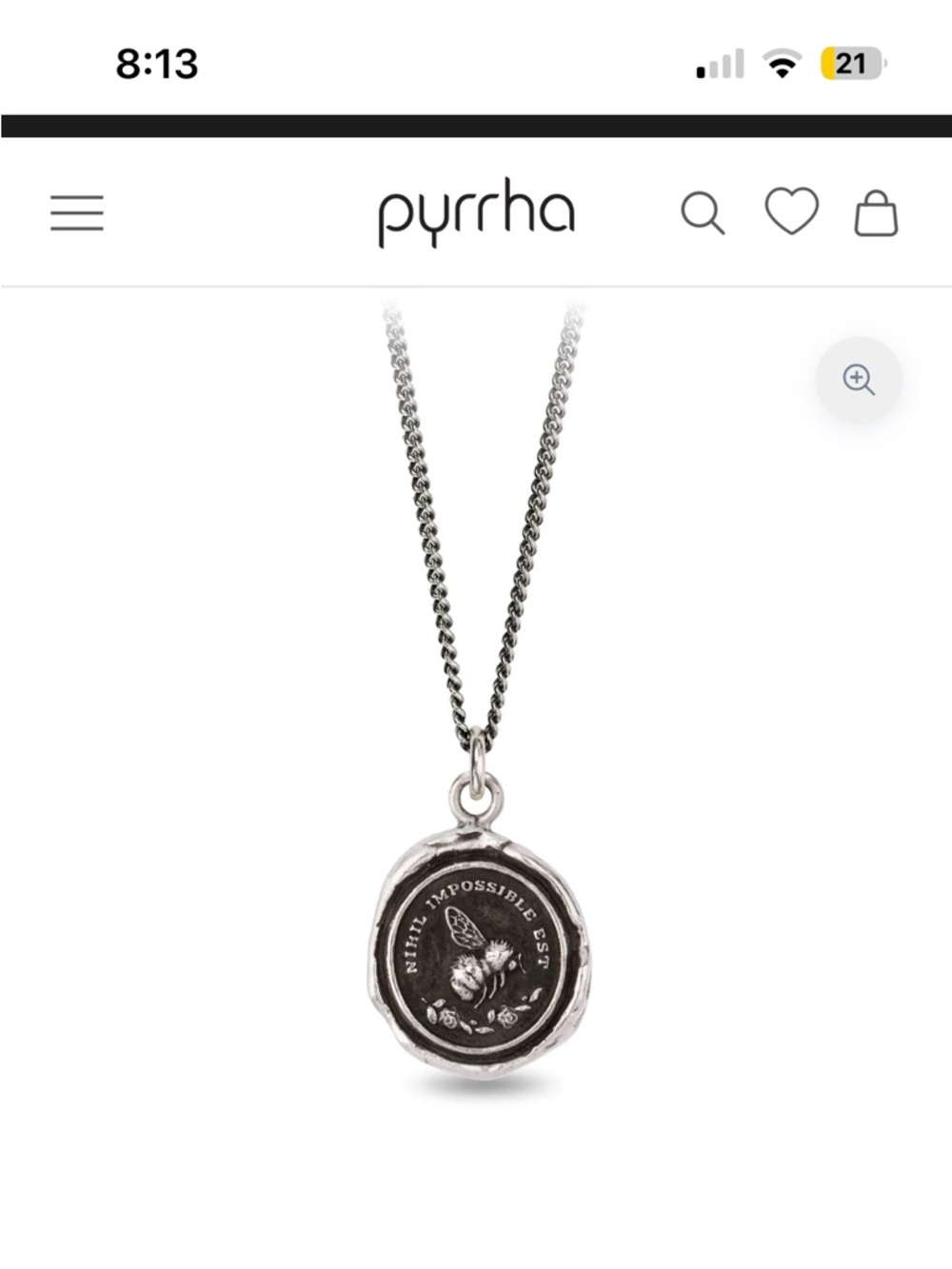 Pyrrha 'Nothing is Impossible' Talisman - Bee